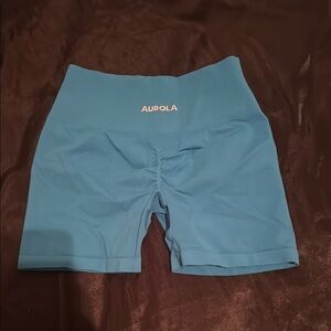 Aurola Blue Bike Shorts with Stretchy Fit and Wide Waistband